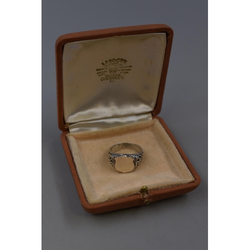 65 - Silver 925 Signet Ring (Size Q) Complete with Case