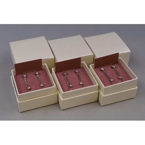 68 - Three Pairs of Silver 925, Pink Stoned Dangly Earrings Complete in Presentation Boxes