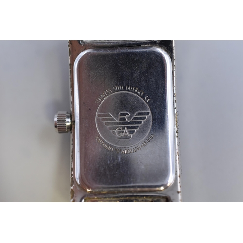 72 - An Emporio Armani Gent's Designer Quartz Watch, Working