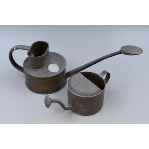 334 - Two Miniature Brass Watering Cans, Includes A Haws Brass Miniature Watering Can, And Other