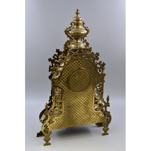 335 - A Large Ornate French Style Brass Cased Mantle Clock, With Franz Hermle Movement. In Working Order W... 