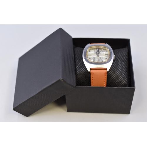 83 - A Vintage Rotary Day/Time Mechanical Watch With Leather Strap , In Presentation Box