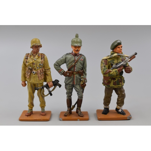 232 - Four Hand Painted Lead Soldiers including Warrant Officer Africakorps, Prussian Lieutenant 1914, Rus... 