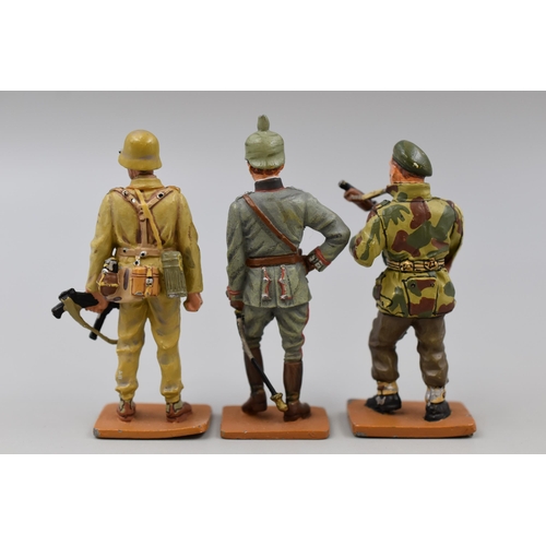 232 - Four Hand Painted Lead Soldiers including Warrant Officer Africakorps, Prussian Lieutenant 1914, Rus... 