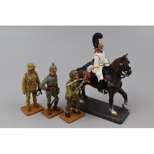 232 - Four Hand Painted Lead Soldiers including Warrant Officer Africakorps, Prussian Lieutenant 1914, Rus... 