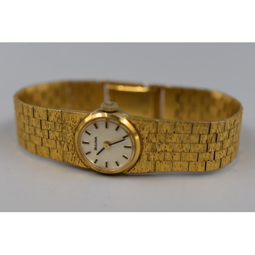 86 - Ladies Bulova Wrist Watch with Gold Plated Strap