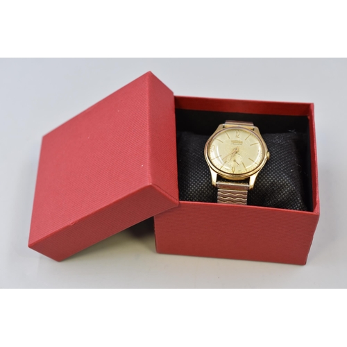 89 - A Roamer Standard 15 Jewel Gold Plated Mechanical Gents Watch, In Presentation Box. Working