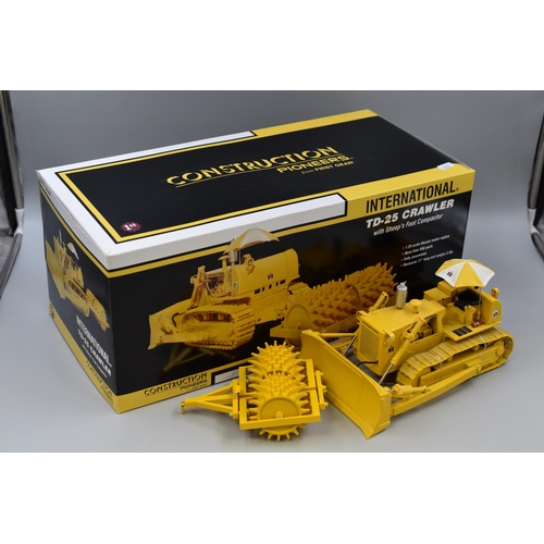 345 - Boxed, First Gear Construction Pioneers Collectible Die-Cast Model TD-25 Crawler With Sheep's Foot C... 