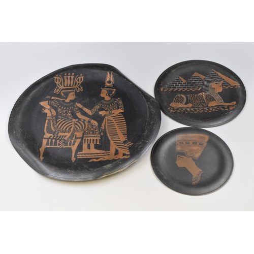 347 - Three Egyptian Metal Wall Plaques