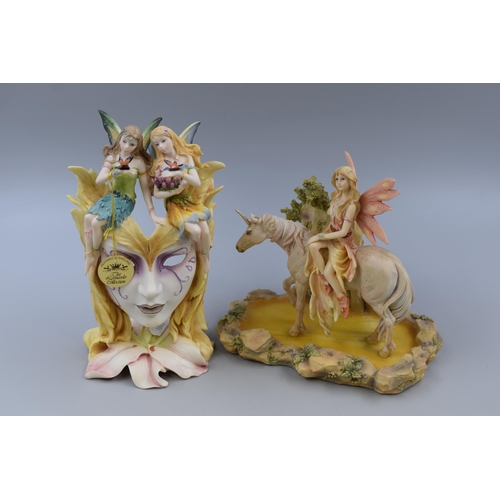 242 - Two Fairy Figures To Include Fairy Paradise, And Fairy Masquerade (AF). Tallest Approx 9