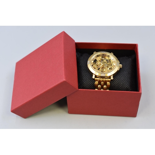 100 - Sekonda Mechanical Gold Tone Gents Watch Complete with Box (Working)