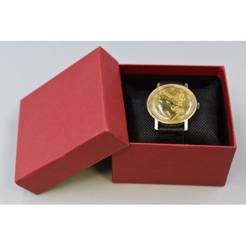 101 - A Gillex 17 Jewels Coin Head Dial Mechanical Gent's Watch, In Presentation Box. Working