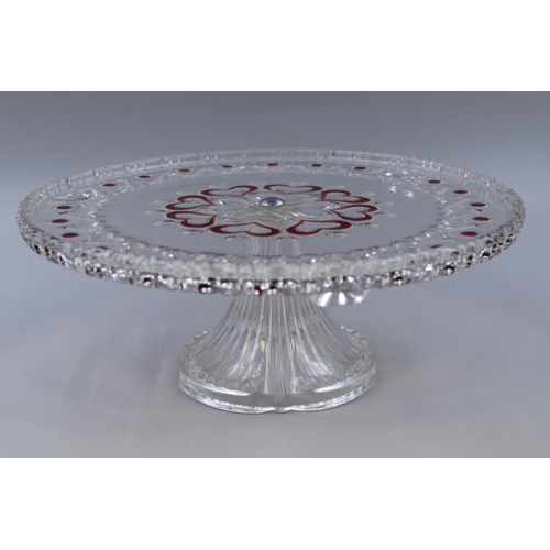 355 - Antique Victorian Rose Pressed Glass Cake Stand circa 1900 (Dia 11