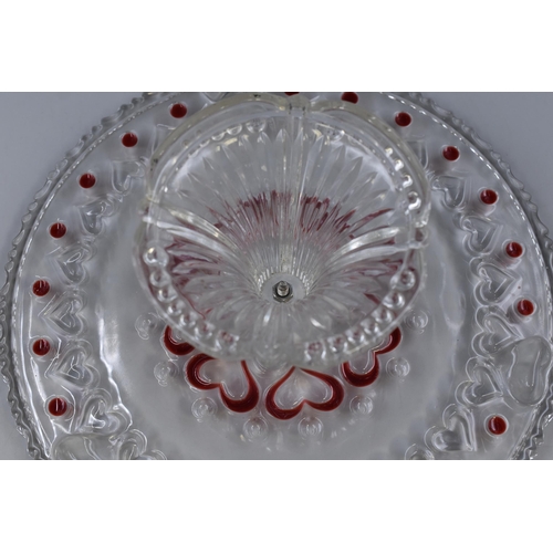 355 - Antique Victorian Rose Pressed Glass Cake Stand circa 1900 (Dia 11