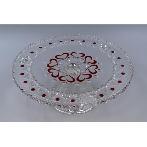 355 - Antique Victorian Rose Pressed Glass Cake Stand circa 1900 (Dia 11