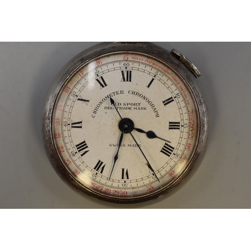 105 - Old Sport Chronometer Chronograph Swiss Made Pocket Watch (Working)