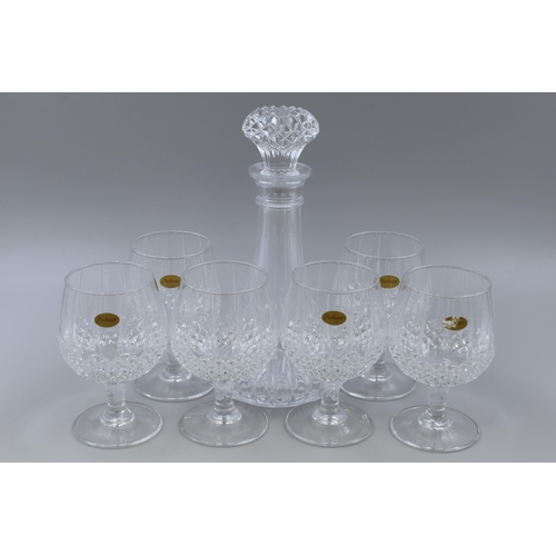 358 - Set of 6 Enchante Crystal Brandy Glasses with Decanter