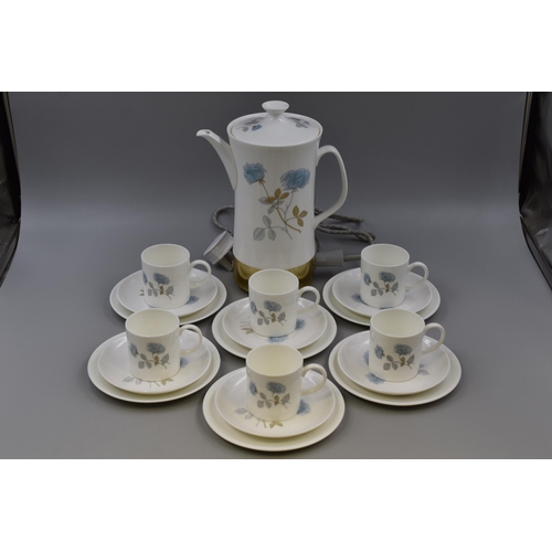 360 - Wedgwood Ice Rose Bone China 18 Piece Coffee Set with a Matching Automatic Coffee Machine