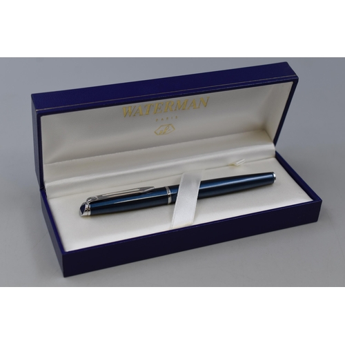 254 - A Waterman Silver and Blue Metallic Tone, In Presentation Box