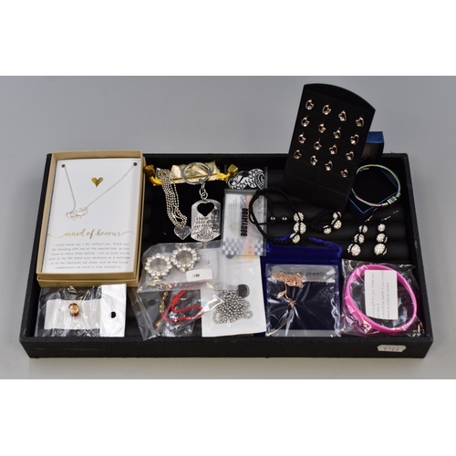 123 - Mixed Tray of Brand new Jewellery items to include Maid of Honour Gift, Bracelets, Necklaces, Earrin... 