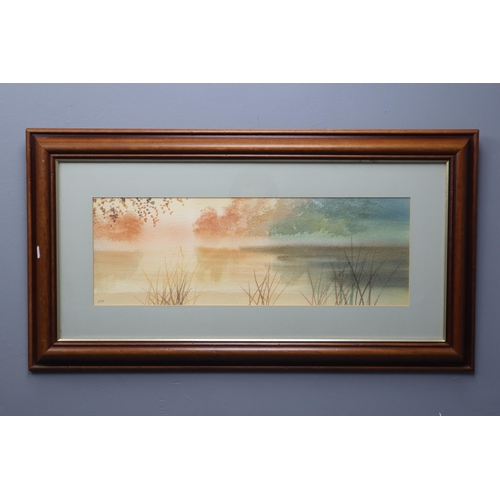 371 - A Framed and Glazed Original Contemporary Lakefront Watercolour Painting By Nick Grant Dated 1988, A... 