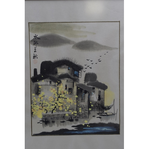 373 - Three Framed and Glazed Japanese Ink Wash Paintings (15