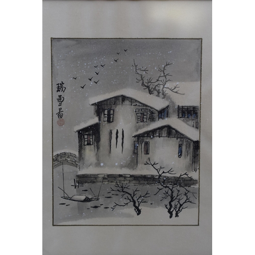 373 - Three Framed and Glazed Japanese Ink Wash Paintings (15