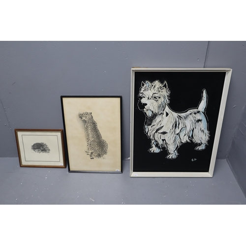 374 - Two Signed Wildlife Prints of Cheetah and Hedgehog (Largest 21