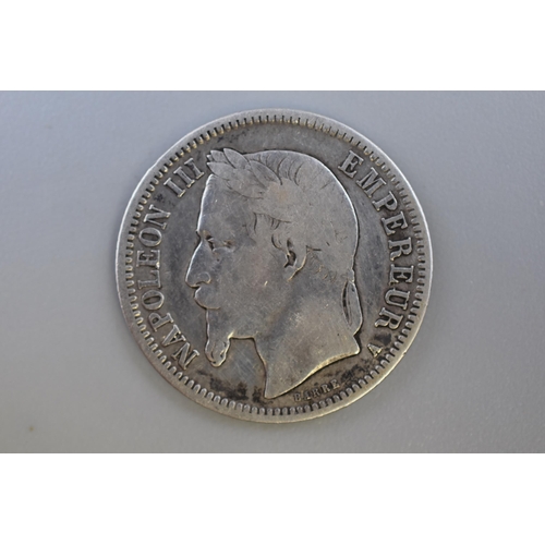 140 - An 1868 Silver French One Franc Coin