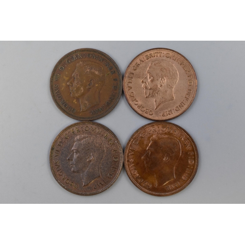 144 - Four George V and VI UK Pennies (1929, 1937, 1946, And 1948)