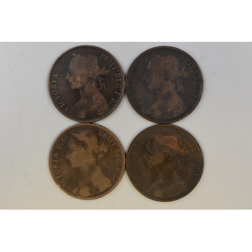 145 - Four Victorian Young Head Pennies (1879. 1885, 1887 and 1892)