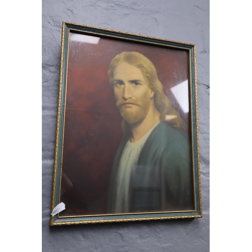 375 - Framed and Glazed Print of Jesus circa 1942 (14