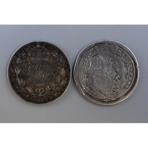 148 - Two UK Silver Sixpences To Include A 1893 Victorian Love Token, And George III 1816 Sixpence