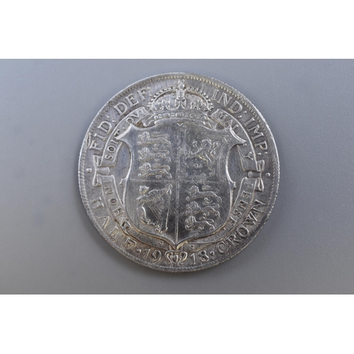 151 - A 1918 Silver UK George V Half Crown