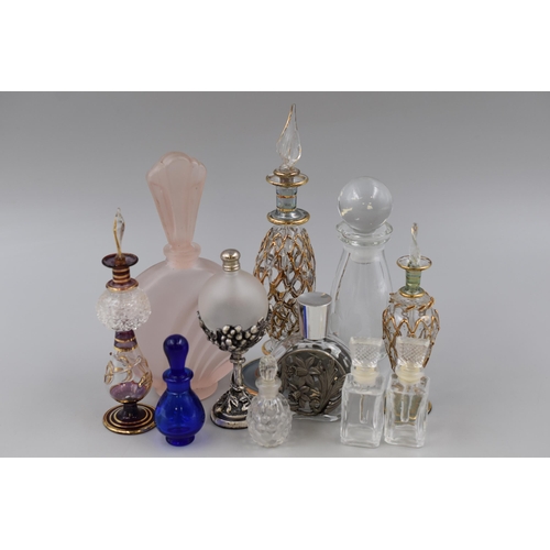 172 - Selection of 11 Decorative Glass Perfume Bottles (Tallest 8