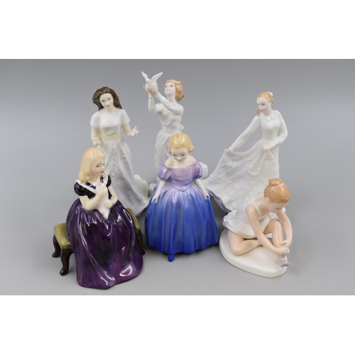 173 - Selection of Royal Doulton Figurines to Include Sentiments Greetings (HN 4250), Affection (HN 2236),... 