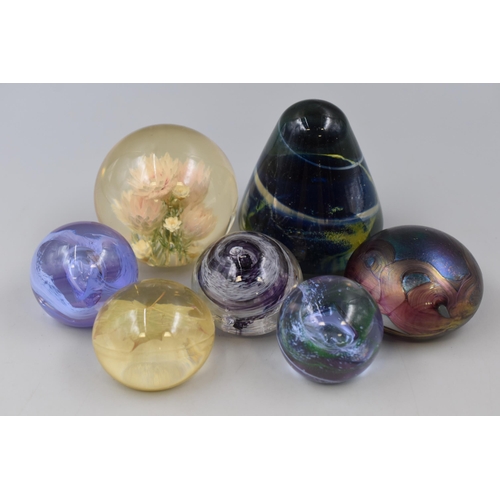 175 - Collection of Seven Paperweights to include Mdina, Caithness and others