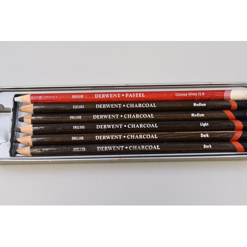 412 - Tin of Derwent Professional Artist Charcoal Pencils of Various Grades and a Derwent Wooden Pencil Ho... 