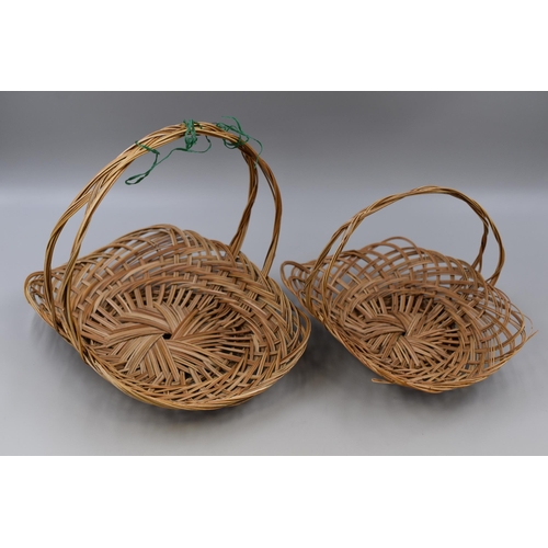 417 - A Vintage Enamelled Metal Bread Bin With Two Wicker Baskets. Bread Bin is Approx 13