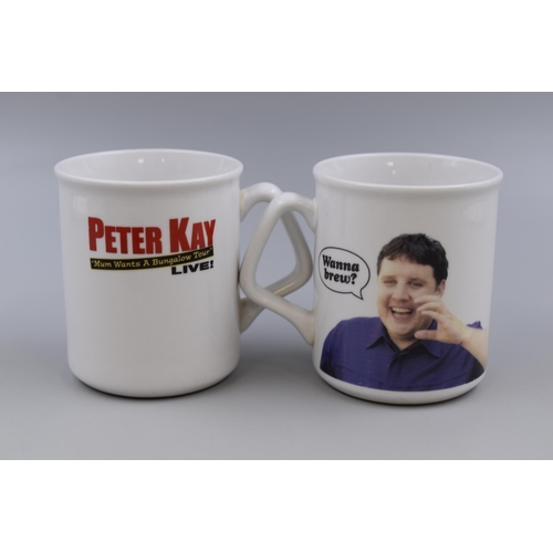 695 - Peter Kay: Pair of Unused ' Wanna Brew ' Mugs From The ' Mum Wants A Bungalow Tour, 2002/03' Also In... 