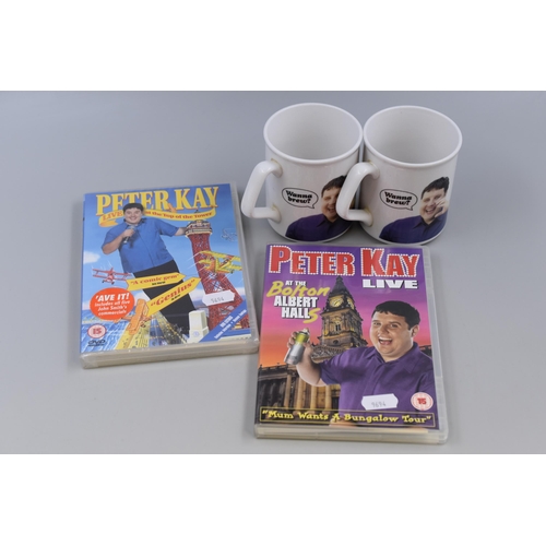 695 - Peter Kay: Pair of Unused ' Wanna Brew ' Mugs From The ' Mum Wants A Bungalow Tour, 2002/03' Also In... 