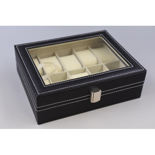 443 - Black Faux Leather 10 Watch Storage Case