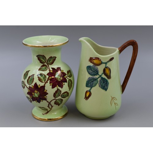 181 - Carlton Ware Hand Painted Australian Designed Jug and a Maling Brocade Vase