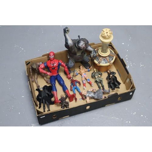 729 - Selection of Collectable Figures including Talking Spiderman, Lord of the Rings, Wrestler and More (... 