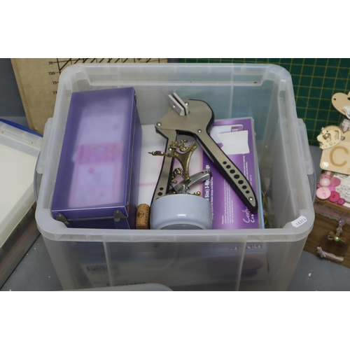 732 - A Large Selection of Crafting Items To Include Cutting Boards, Various Materials, Craft Box, Rotatin... 