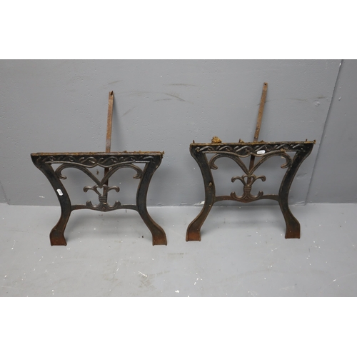 734 - A Pair of Vintage Cast Iron Table Legs, Approx 16