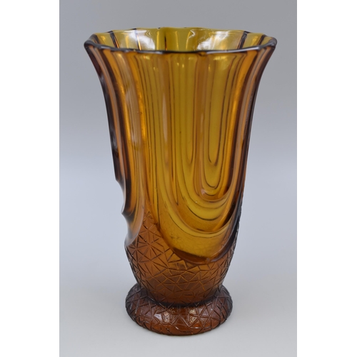 238 - Art Deco vase by Henri Heemskerk in amber glass, Belgium, 30s (a/f)