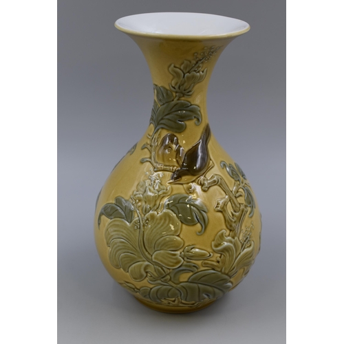 278 - LLADRO Green Vase Depicting Flowers and Sparrows