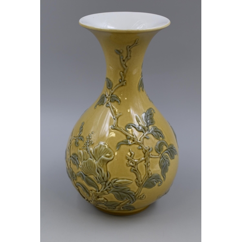 278 - LLADRO Green Vase Depicting Flowers and Sparrows