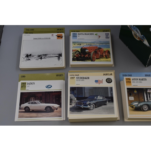 496 - Large Selection of Motor Car and Aeroplane Fact Cards in Case